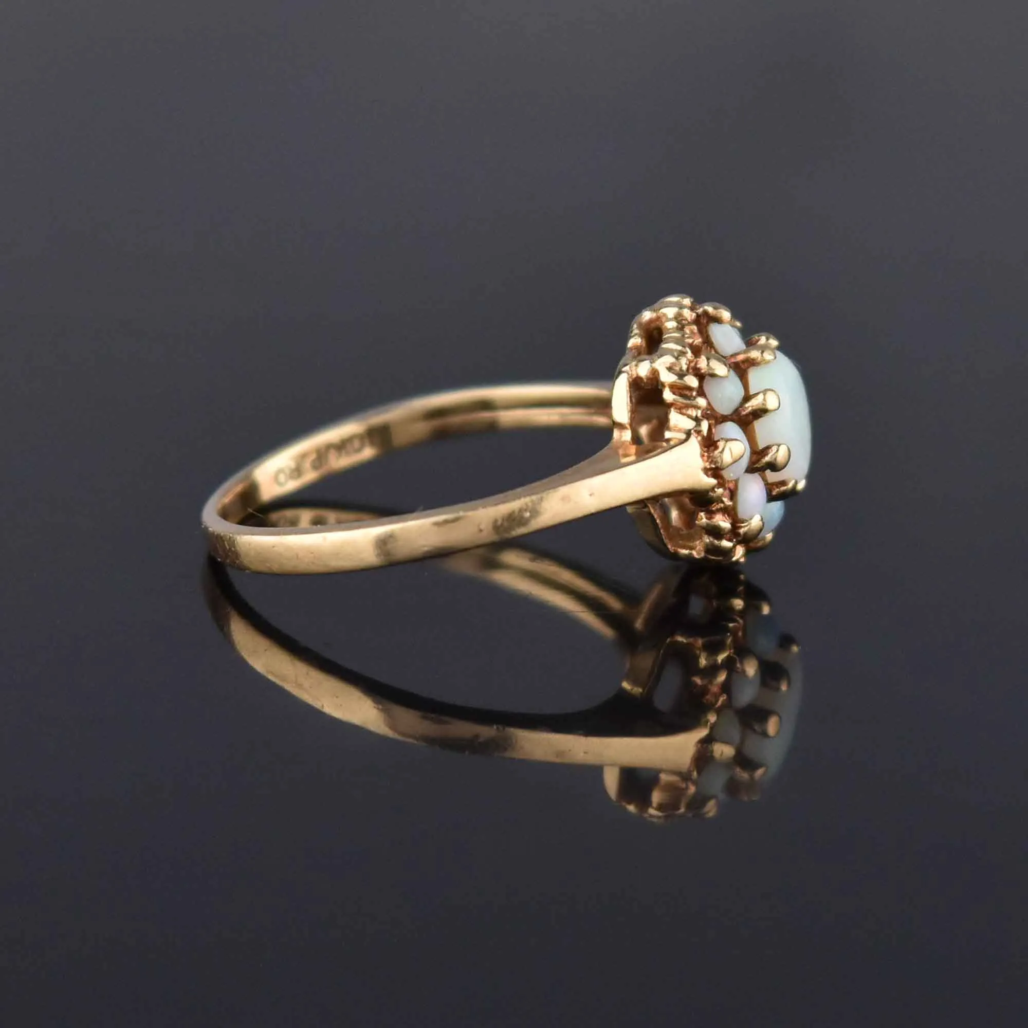 Vintage Estate Gold Opal Cluster Cocktail Ring