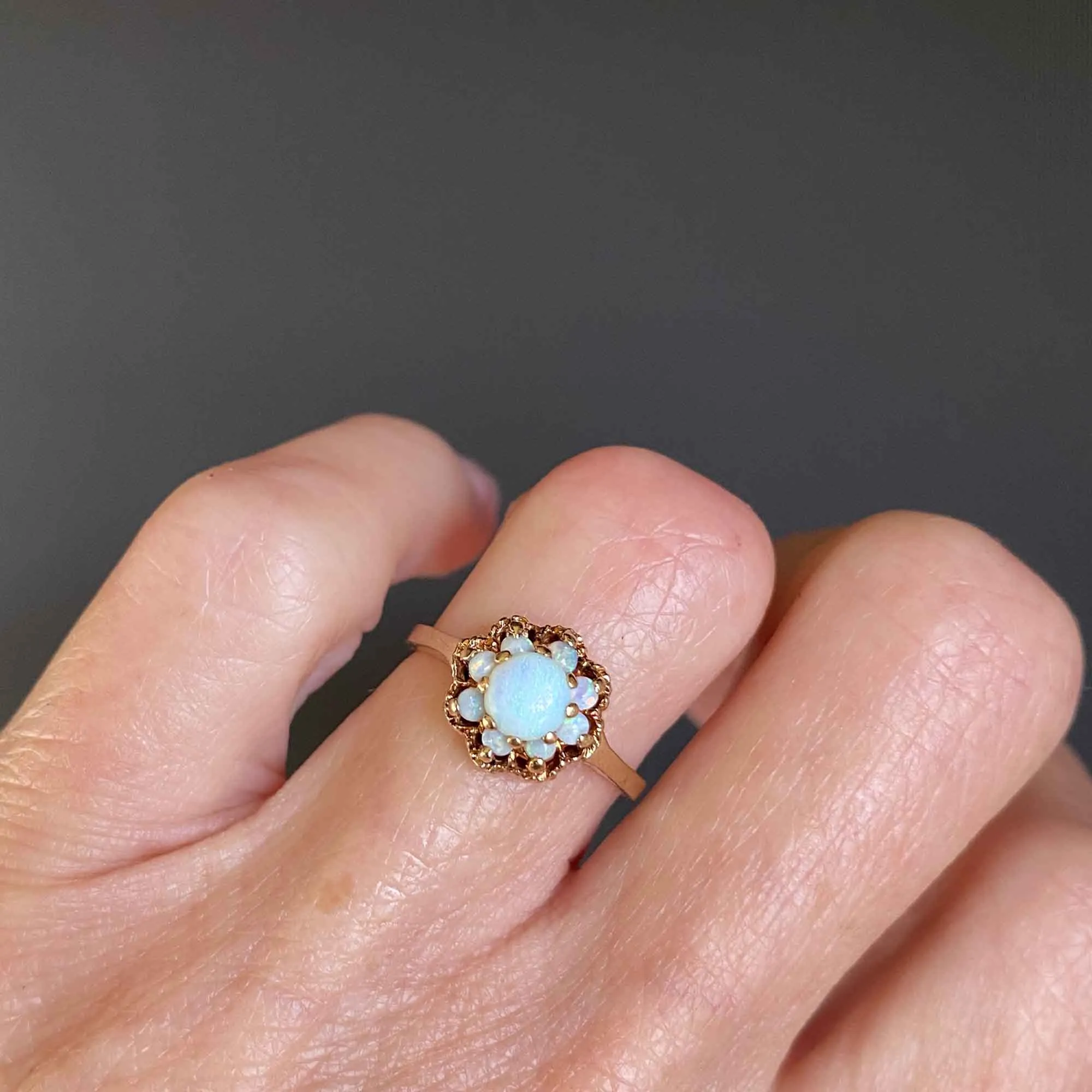 Vintage Estate Gold Opal Cluster Cocktail Ring