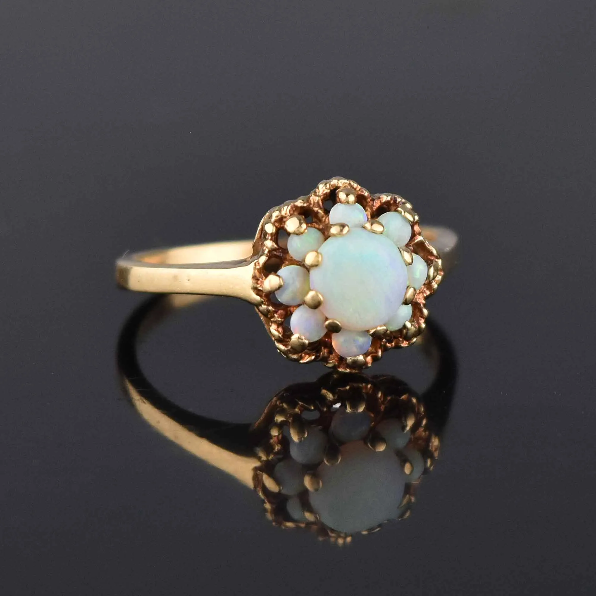 Vintage Estate Gold Opal Cluster Cocktail Ring