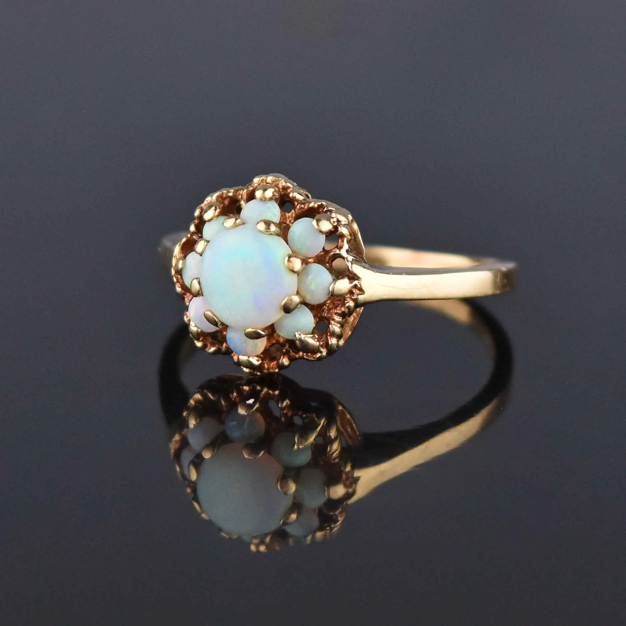 Vintage Estate Gold Opal Cluster Cocktail Ring