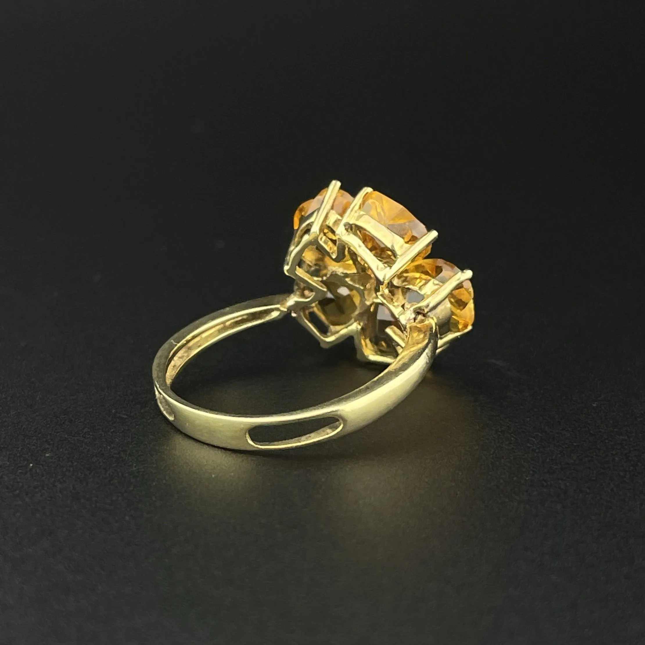 Vintage Gold Diamond Star Citrine Floral Ring Flips to Pendant